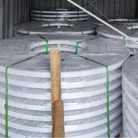 Stainless steel coils packaging in a container