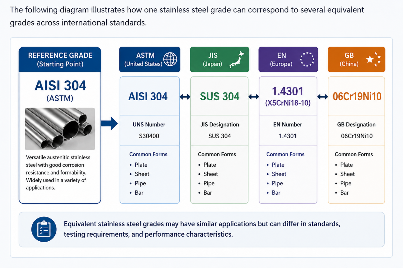 Stainless Steel Grade Equivalence Diagram