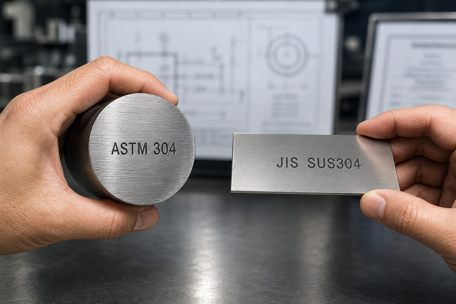 ASTM 304 stainless steel round bar compared with JIS SUS304 stainless steel sheet