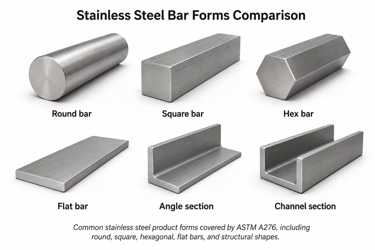Figure 01: Common Stainless steel shapes under the ASTM A276