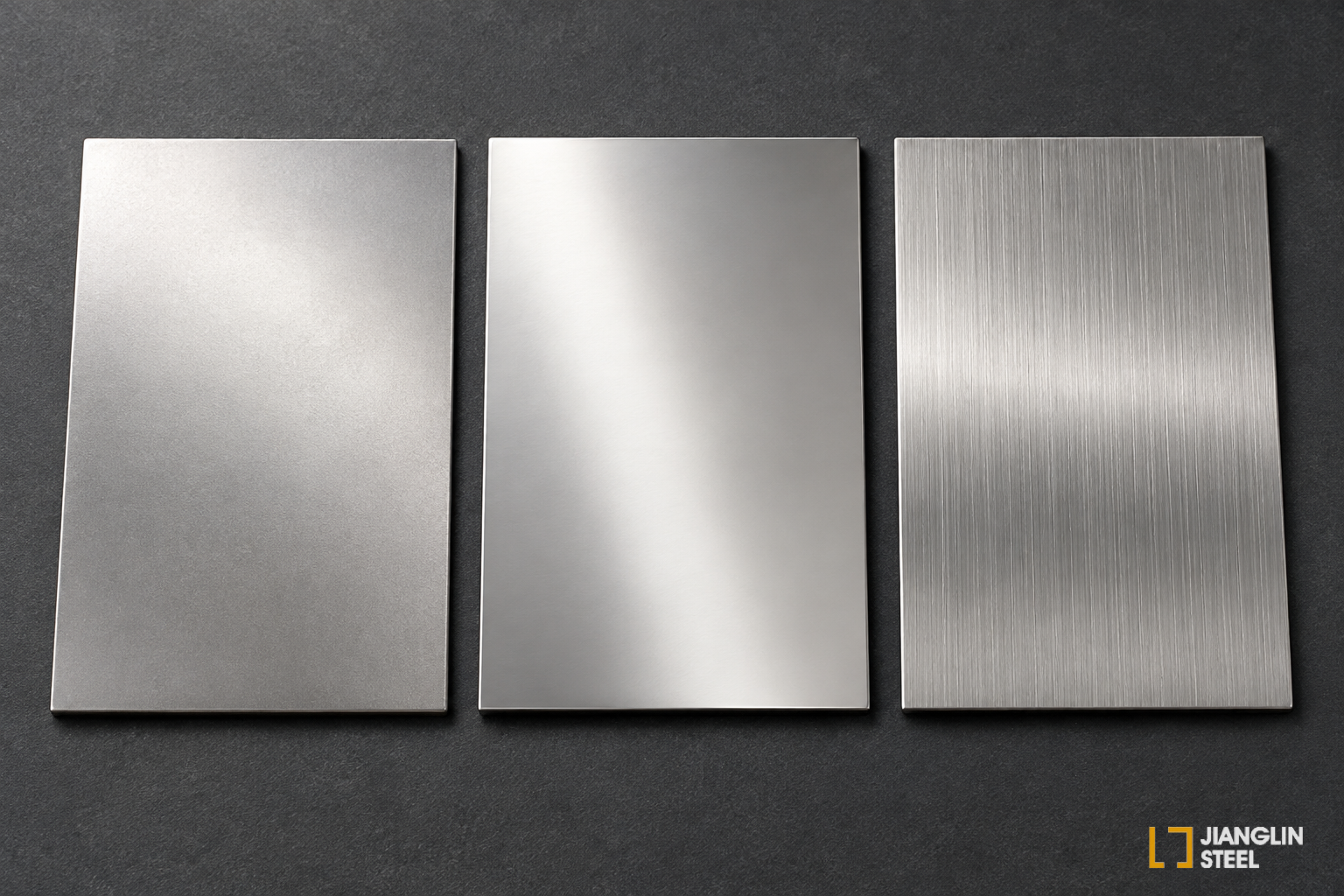 Conceptual comparison of three stainless steel surface appearances